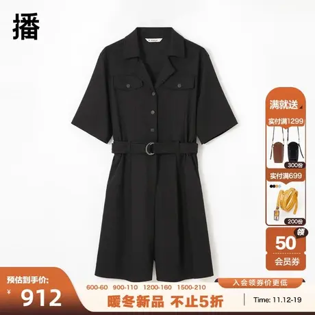 播商场同款2023秋复古金属环腰带工装风休闲连体裤女BDQ3JD05811图片