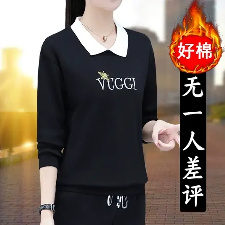 恋上17号加绒加厚翻领卫衣女春秋2022秋冬新款打底衫短款上衣爆款图片