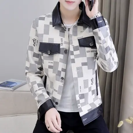 外套男士春秋季潮流帅气工装男装休闲百搭拼接上衣服青年潮牌夹克商品大图