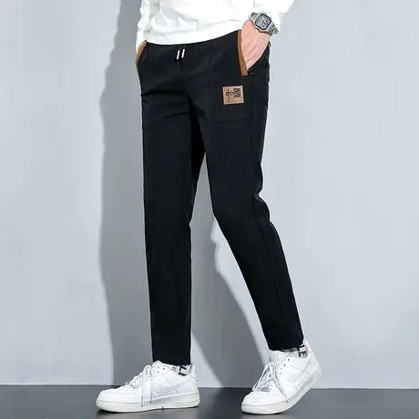 男士休闲裤夏季薄款潮流男款国潮牌修身直筒运动弹力长裤子男运动商品大图