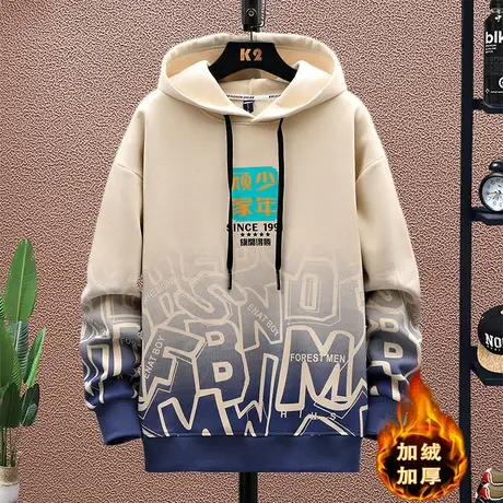 秋冬季连帽卫衣12男孩13初高中学生14加绒加厚15岁大童纯棉上衣16商品大图