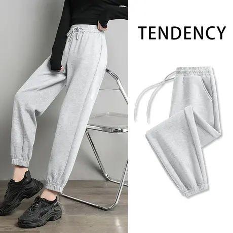 ZR真维斯女卫裤2023新款春秋高级感束脚裤个性时尚女抽绳运动裤子商品大图