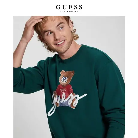 【38上新季】GUESS 男士复古小熊印花休闲圆领套头卫衣图片