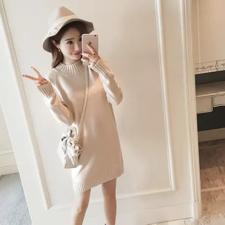 2023秋冬新款中长款毛衣裙女遮屁股针织打底衫宽松连衣裙百搭内搭图片