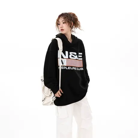 YEP美式复古连帽卫衣女春秋2024年新款爆款潮牌宽松oversize外套图片