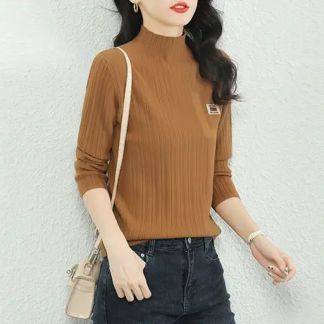 韩潮袭人半高领长袖法式针织衫冬季新款打底毛衣女内搭加厚图片