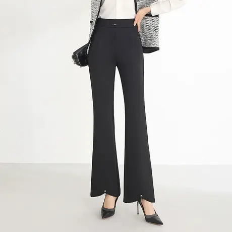 2023秋季新款时尚遮胯显瘦微喇女裤宽松大码高腰显腿长直筒喇叭裤商品大图