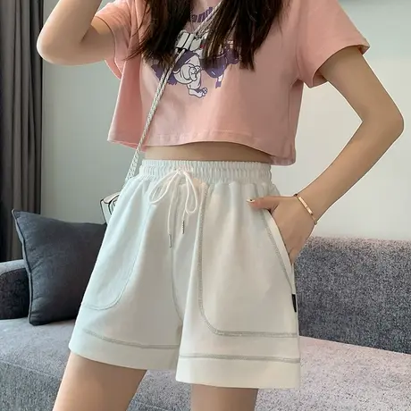 运动短裤女ins潮2024新款夏季宽松显瘦薄款中裤高街阔腿休闲裤子商品大图