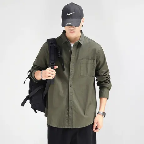 Modi Nick/摩帝尼克复古男士衬衫纯棉百搭休闲潮流水洗长袖衬衣图片