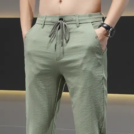 夏季超薄款冰丝速干休闲长裤男士修身小脚夏天男裤子2024新款男装商品大图