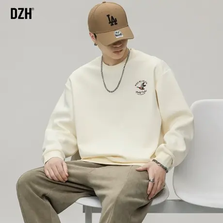 男士重磅卫衣男秋季圆领内搭宽松纯色百搭打底衫男款2023新款外套图片