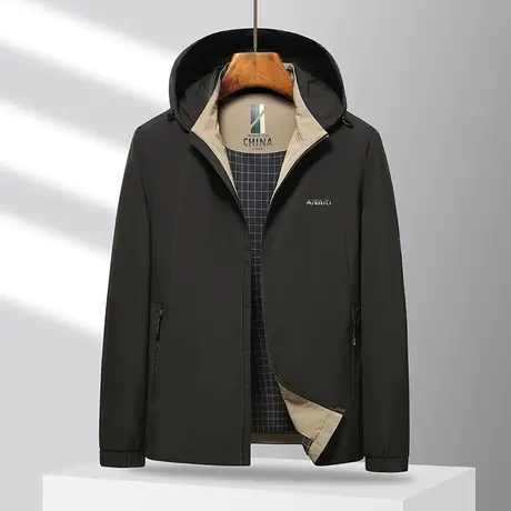 春秋季新款2023年防风防水潮牌宽松夹克时尚连帽冲锋衣外套男装图片