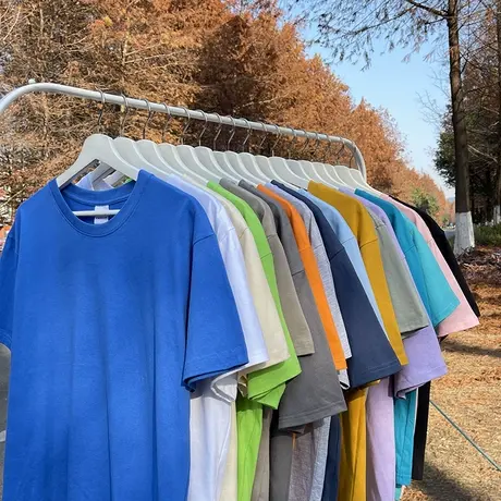 高级感小领口纯棉纯色短袖打底衫白色体桖男女T恤纯黑宽松t桖潮流商品大图