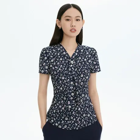 LANCY/悦朗姿年春夏新款设计感碎花设计感衬衫上衣女商场同款奥莱图片
