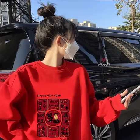 潮牌高街设计感小众连帽卫衣女美式加绒宽松oversize休闲外套上衣商品大图