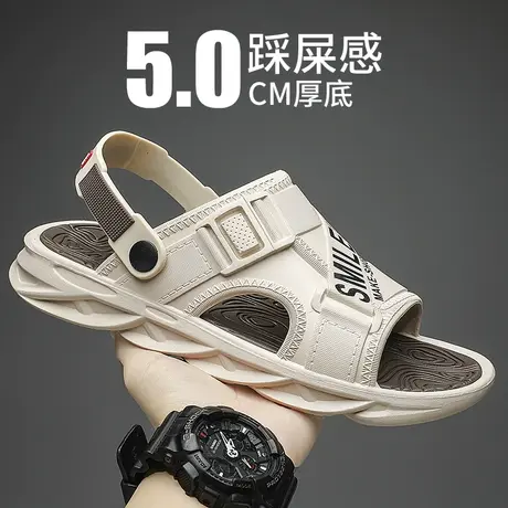 凉鞋男夏季外穿防滑防臭踩屎感厚底开车两用户外运动男士沙滩拖鞋商品大图