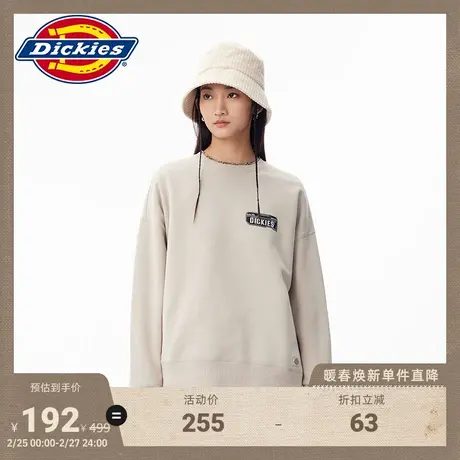 Dickies 秋冬 圆领印花加绒慵懒风美式卫衣 男女情侣上衣宽松图片