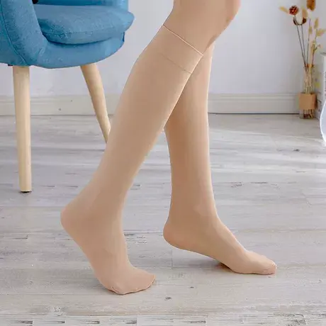 3双装中筒袜女日系 丝袜防勾丝春秋中长及膝袜黑肉色半截小脚长袜商品大图