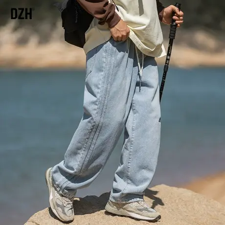 男士直筒牛仔裤男款春季裤子男工装裤潮牌2024新款男裤水洗阔腿裤商品大图