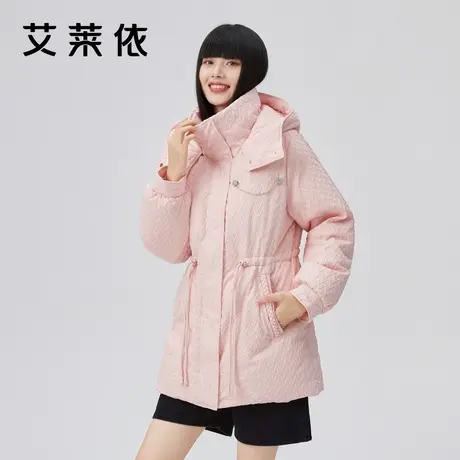 艾莱依2022年新款潮流时尚连帽羽绒服女款秋冬收腰肌理感个性外套商品大图