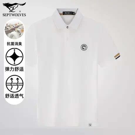 七匹狼狼族生活春夏翻领净色短袖T恤棉氨呼吸棉弹力透气抗菌消臭商品大图