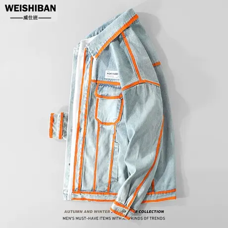 春秋季街头小众手绘重工牛仔外套男情侣潮流高街雅痞涂鸦宽松夹克商品大图