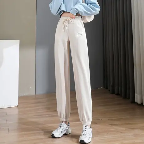 时尚运动休闲长裤2022年春新款女宽松百搭显瘦松紧腰ins潮束脚裤商品大图