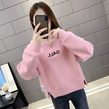 2023春装新款华夫格卫衣女设计感小众ins潮女士短款宽松韩版外套商品大图