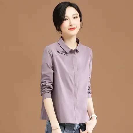 韩潮袭人新中式娃娃领长袖衬衫女士秋季上衣2023新款别致白色衬衫商品大图