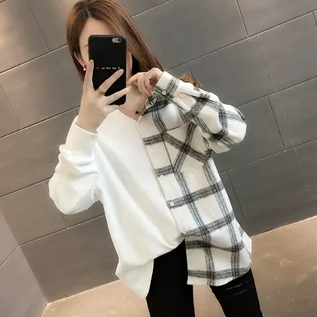 女装2023年新款秋冬秋款秋装两件纯棉长袖T恤宽松打底衫爆款上衣图片