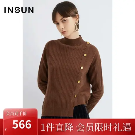 恩裳2022冬季舒适品质牦牛绒套头衫百搭拼接设计毛针织衫图片