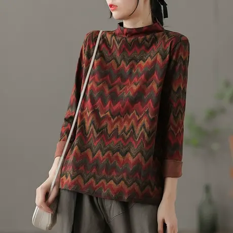 dza纯棉高领长袖t恤女秋季打底衫2022新款漂亮内搭打底衫显瘦上衣商品大图