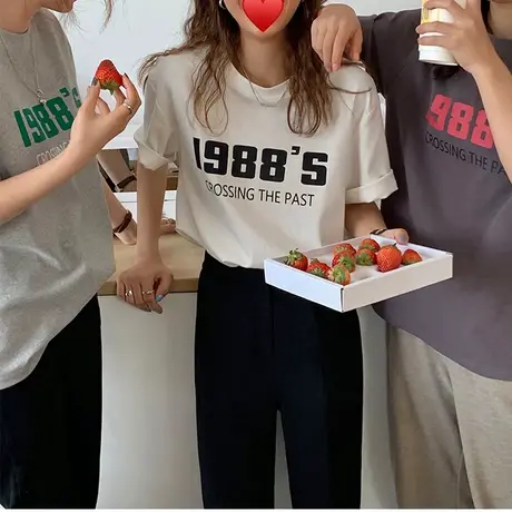 短袖t恤宽松韩版ulzzang姐妹装百搭闺蜜装三人夏季ins风学生上衣商品大图