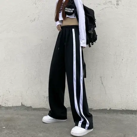 大码阔腿裤女夏季薄款宽松小个子高腰显瘦直筒休闲运动长裤潮ins商品大图