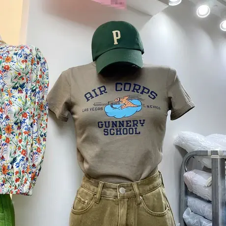 短袖t恤女2021夏季新款韩版ins潮时尚短款修身弹力显瘦百搭上衣服商品大图