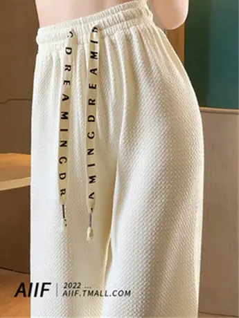 泡芙格阔腿裤女春季高腰显瘦垂感宽松夏薄款加长高个子休闲拖地裤图片