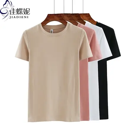夏季新款纯白韩版圆领修身显瘦纯色短袖体恤上衣内搭打底衫女装商品大图