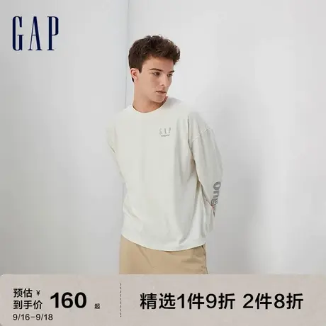 Gap男女装秋季2023新款LOGO宽松廓形运动长袖T恤773174休闲上衣图片