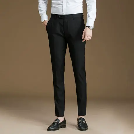 POWO绵羊毛西裤男商务修身正装长裤子秋季休闲坠感直筒男士西装裤图片