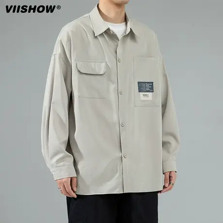 VIISHOW长袖衬衫男秋季衬衣男潮牌潮流青少年春秋款休闲工装外套商品大图