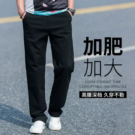 休闲裤冬季男厚款加肥加大码宽松直筒裤秋冬中老年爸爸垂顺纯棉裤商品大图