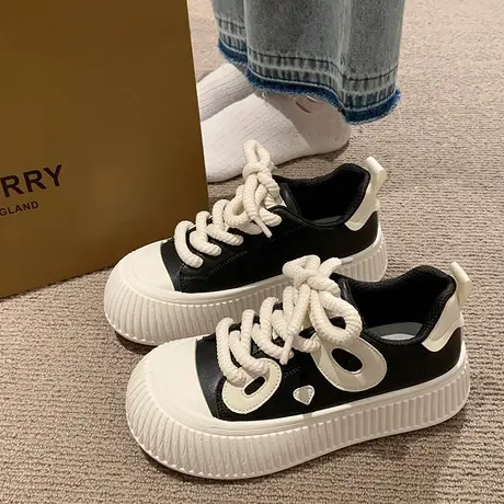 丑萌大头面包鞋女2023秋季新款网红ins潮爆款小白鞋原创休闲板鞋商品大图