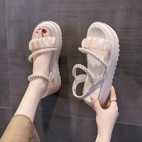 凉鞋女夏季今年新款厚底增高网纱凉拖网红超火ins仙女风软底孕妇图片