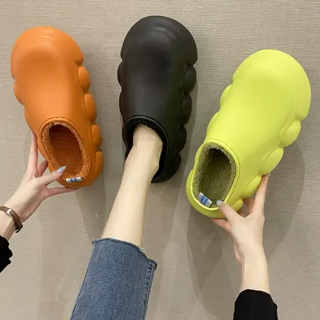 时尚防水棉拖鞋女包跟加绒秋冬季家居家用可外穿保暖棉拖鞋室内女商品大图