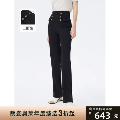 【明星同款】朗姿醋酸职业西装裤女2023年夏季新款高腰直筒休闲裤商品大图
