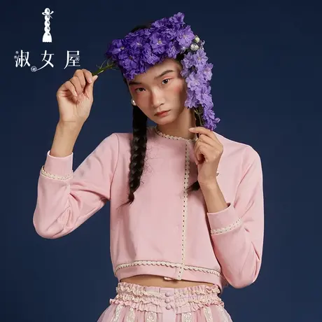 淑女屋官方旗舰店2022新款白雪公主系列无领针织小外套上衣图片