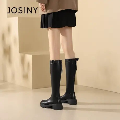 卓诗尼2023秋冬新款长筒靴女长靴小个子靴子时尚百搭高筒靴商品大图