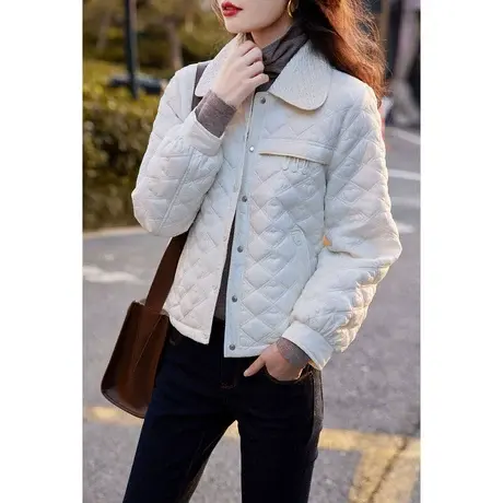 时尚气质保暖棉服外套2022年冬季新款淑女温柔修身显瘦通勤上衣图片