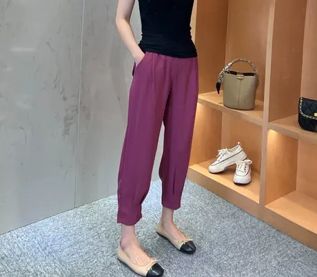 垂感萝卜哈伦裤女宽松休闲九分春夏薄款直筒西装裤显瘦百搭奶奶裤图片