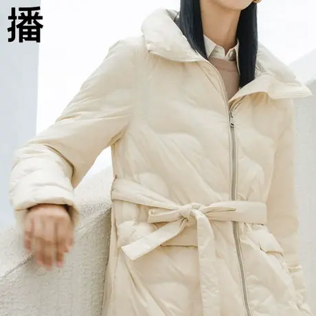 商场同款播羽绒服冬季女长款过膝大牌女装宽松立领外套DDP4RD4936商品大图